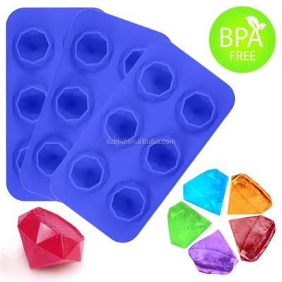 China Viable Food Grade Silicone 3D Diamonds Gem Shape Candy Molds Ice Cube Trays For DIY Making Homemade Chocolate for sale