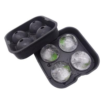 China High Quality BPA Silicone Approved Viable Free Mold Silicone Flexible Ice Ball Sphere Tray Easy To Clean 4 Cavity Ice Balls for sale