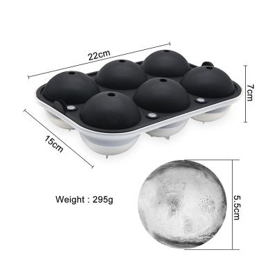 China Benhaida Viable 100% Food Grade BPA Free Silicone Ice Ball Mold 6 Cavities Large 2.5 Inch Sphere Ice Cream Molds for sale