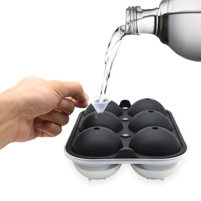 China Sustainable BHD 6 Cavity Ice Ball Mold Plastic Base Silicone Sphere Ice Ball Maker for sale