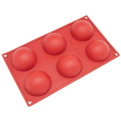 China Half Sphere Cake Baking Molds 6 Cavities Disposable Non-Stick Silicone Cake Mold Food Grade Semi Sphere Silicone Mold For Baking for sale