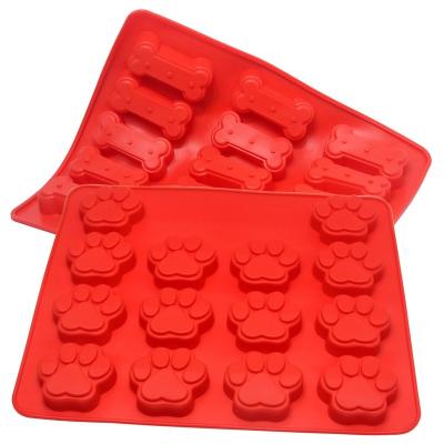 China BHD Mini Puppy Dog Bone and Paw Shaped Silicone Cake Pan Reusable Homemade Pet Treat BPA Stocked BPA Free Food Grade Baking Mold for sale