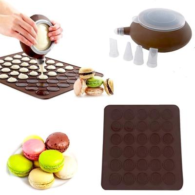 China 48 Capacity Disposable Macaron Decorating Whistling Jar with 4pcs Sprinklers Nonstick Heat Resistant Dishwasher Safe Silicone Macaron Baking Mat for sale