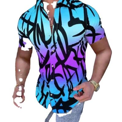 China 2022 Summer New Men's High Quality Shirts Digital Anti Shrinkage Printing Men's Short Sleeve Shirts for sale