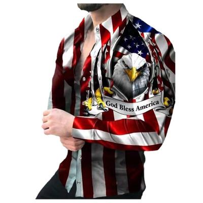 China 2022 European and American new men's fashion printing lapel anti-shrink long-sleeved shirt for sale