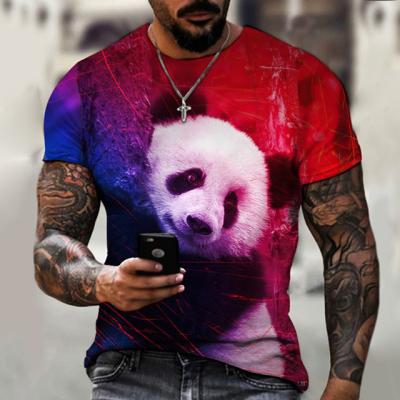 China Anti-wrinkle cute panda 3D printing summer men's T-shirt fashion oversized casual border short sleeve for sale