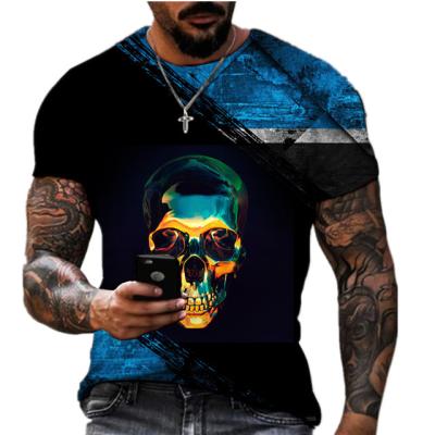 China 2022 Summer New Design Anti-wrinkle Men's T-shirt Horror Skull 3D Printing DIY Short-sleeved Top Foreign Trade for sale