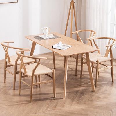 China Real Beech Wood Wishbone Chair Factory Cheap Beech Wood Dining Chair Modern European Oak Wooden Y Natural Color Dining Wishbone Seating Chair Black for sale