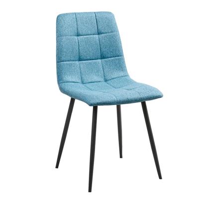 China Fabric +metal legs upholstered chairs factory price cheap living room furniture indoor home metal dining chair upholstered cushion stylish modern design dining chairs for sale