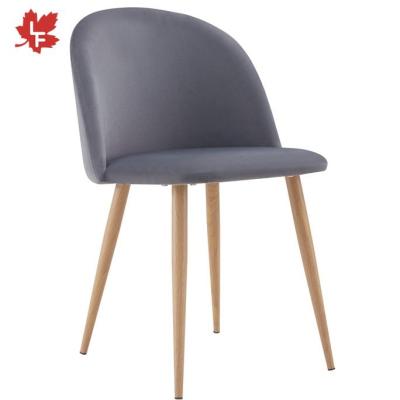 China Fabric +metal Legs Upholstered Chairs Upholstered Slope Leg Dining Restaurant Chair Gray Velvet Fabric Nordic Restaurant Dining Chairs Modern With Arm For Sale for sale