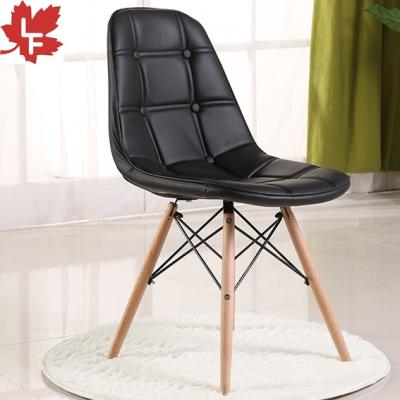 China PU Seat +Beech Wood Padded Legs Upholstered Hotel Beauty Leather Fabric With Beech Wood Legs Dining Chairs Modern Lounge Dinner Chair for sale