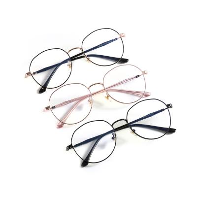 China Hot Selling Simple Vanguard Optical Frame Unisex Black Metal Round Anti Blue Glass Lenses for sale