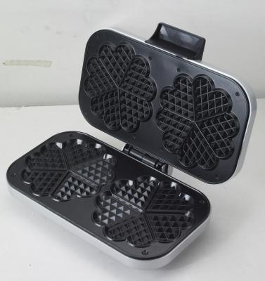 China Outdoor Popular Mini Auto Heart Shape Double Cast Iron Plate Non-Stick Egg Pan Non-Stick Electric Waffle Maker Waffle Maker for sale