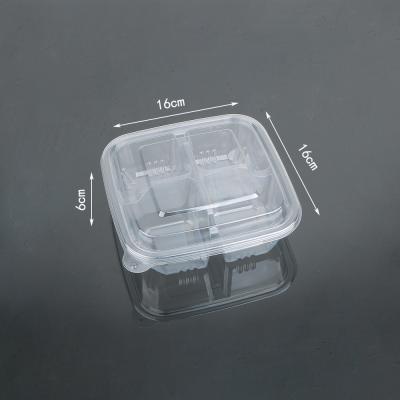 China Clear/Green 4 Compartment 16*16*6cm Plastic Pastry Packaging With Lid for sale