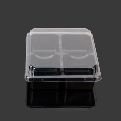 China Black Recyclable Square 12*12*5cm Plastic Cake Tray for sale