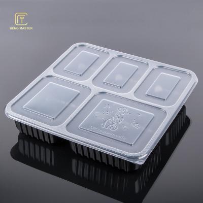 China Comida Tray With Lid del aeroplano del compartimiento FDA de la caja fuerte 5 de la microonda en venta