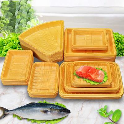 China Cor de madeira Salmon Disposable Plastic Meal Tray da grão à venda