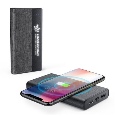 China 2021 Hottest 10000mah Wireless Charger 10000 MAH Wireless Charger Power Bank Leather CPU Cover with Logo Wholesales led for sale