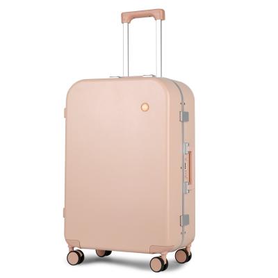 China Fashionable MIXI Customized Logo 20 24 Inch 360 Carry On Trolley Travel Suitcase Sets Hard Shell Traveling Bags Aluminum Frame Pink Luggage for sale