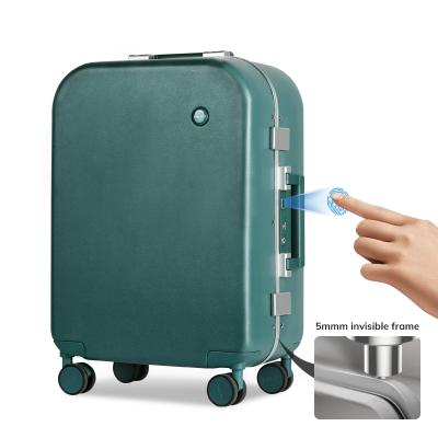 China Fashionable Aluminum PC Travel Suitcase Hard Shell Trolley Case Rolling Wheels Frame Women Luggage Bag for sale