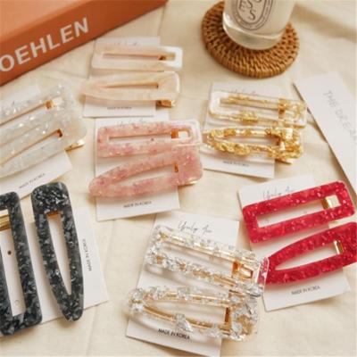 China Platypus Geometric Acrylic Hair Clips Hair Accessories Tin Foil Korean Women Resin Hair Clip Handmade Vintage Bobby Pin Alligator Hair Barrettes for sale