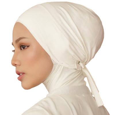 China 2021 Wholesale Simple Picture Plain Black Under Inner Scarf Hijab Hat Tie Back Underscarves Cotton Muslim Tank Top for sale