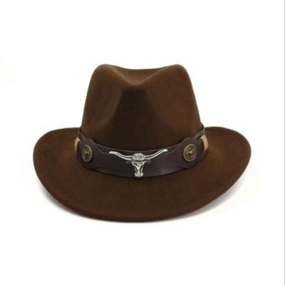 China 2021 Character Men Brim Cowboy Hat Wool Sombrero Mexican Wide Flat for sale