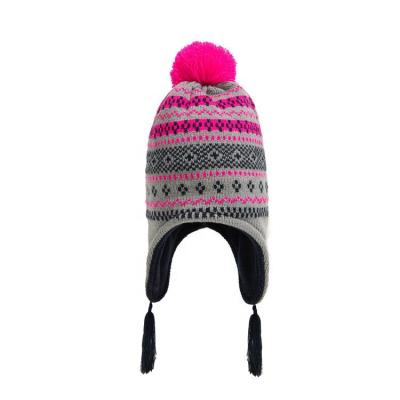 China 2021 New Style Toddler Girls COMMON Earflap Chullo Hats Soft Shear Warm Knitted Beanie Children Crochet Child Acrylic Hat for sale