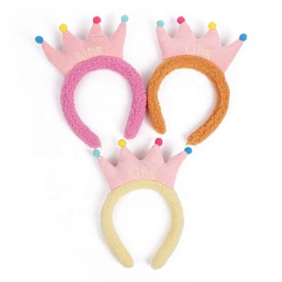 China European and American hair band cashmere style super soft flannel make up wash face crown headband beautiful for young girls for sale