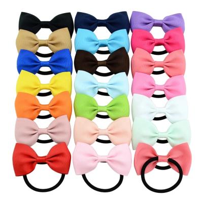 China Eco-friendly 20Pcs Colorful Bow Elastic Band Tie Rings Tie Rings Ropes Stick Grosgrain Ribbon Hair Ornament Hair Accessories for sale