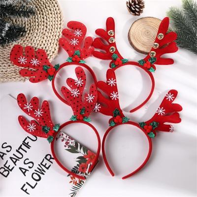 China Christmas Reindeer Headbands Sweet Running Antler Hair Bands Cute Deer Headbands Holiday Kids Head Accessories Head Bands for sale