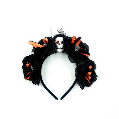 China High Quality European and American Style Festival Halloween Headbands for Children Party Skull Prop Hair Accessories Gemstone Eye Gauze Hair Hoop for sale