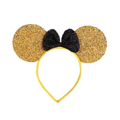 China European and American style Reasonable Equine Mickey Ear Hairbands With Bow kids cute hair accessories festival headbands for sale