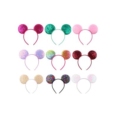 China Wholesale Factory Style European And American Mickey Ear Headbands Sequin Ear Hairbands For Kids No Bows Cartoon Head Accessories for sale