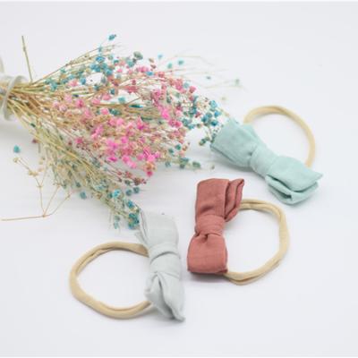 China Newborn Hair Accessories Baby Headband Chiffon Kid Handmade Girl and Bow Flower Set Baby Toddler Elastic Knot Headband Small Cotton Accessory for sale