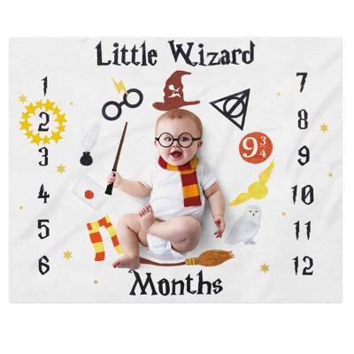 China Baby Milestone Anti-Static Blanket Soft Plush Fleece Memory Blanket With Photography Props Newborn Photo Shoot Ready for sale