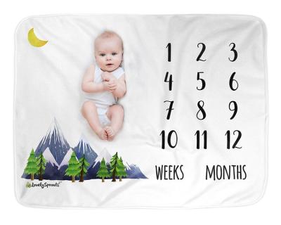 China Waterproof Custom Minky Monthly Sports Shear Newborn Wrap Milestone Blanket For Baby Boy for sale