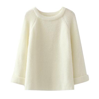 China New Arrival Light Color Chunky Wide Neck Knit Pullover Breathable Warm Sweater for sale