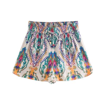 China Anti-Wrinkle New Style Good Quality Overall Hot Selling Women Printed Shorts for sale