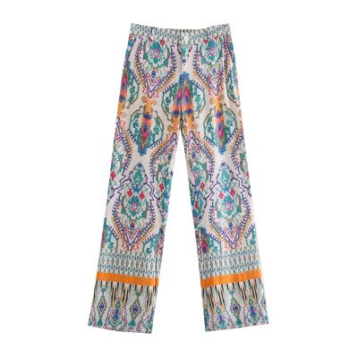 China Anti-wrinkle Summer Promotional Printing Wide Leg Pants High Waist Sweatpants For Women for sale