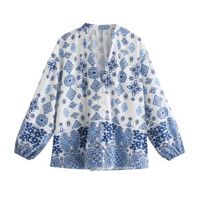 China Anti-pilling made in china wholesale custom made high quality print shirt ladies blouse for sale