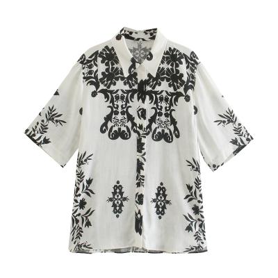 China Anti-pilling Hawaii Beach Lady's Fashion Blouse Custom Shirts For Women for sale