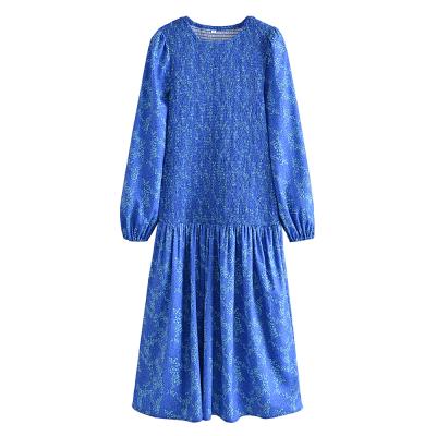 China Latest Logo Breathable High Quality Custom Made Blue Color Women Elastic Casual Dress for sale