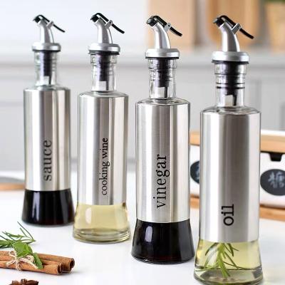 China Creative Viable Oil Pot Stainless Steel Bottle Leak Proof Soy Sauce Seasoning Dispensers Bottle Hot Sale Kitchen Glass 48pcs Cheap Fall for sale