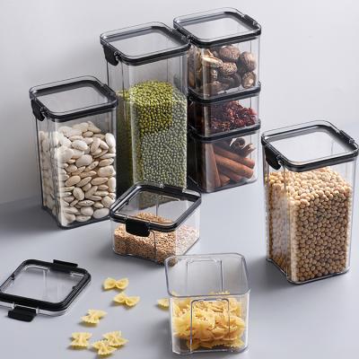 China Fruit Grain Pasta Cereal Food Packaging Storage Container Lid Viable Dry Food Storage Jar Sealed Plastic Rectangle 20 Pcs Modern for sale