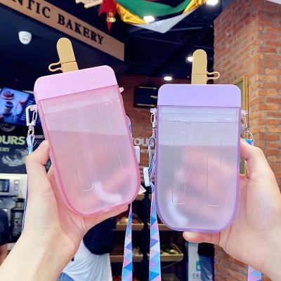 China Viable Creative Kids 2021 Ice Cream Kids Straw Bottle Outdoor Portable Plastic Water Bottle for sale