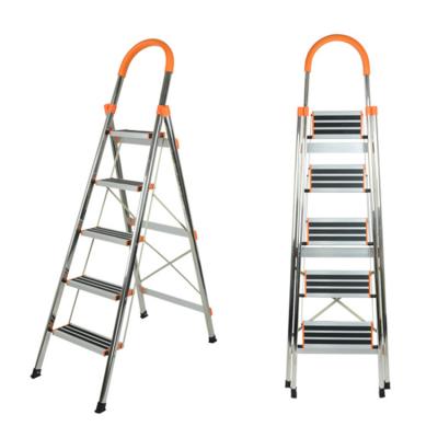 China High Quality Working Folding Ladders Household 4 Steps Stainless Steel Foldable Ladder With Anti-Slip Strip for sale