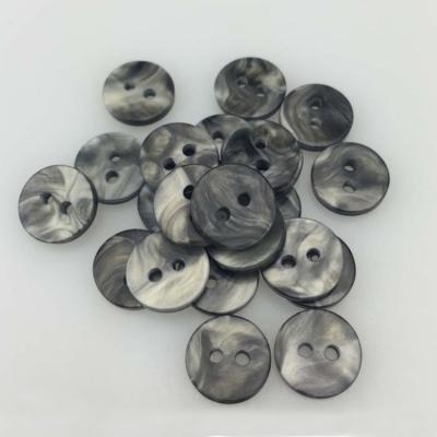 China 11.5mm Long Hole 18L Two Round Shell Eyed Black Resin Button For Shirt Blouse for sale