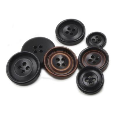 China Sustainable Factory Price Four Hole Round Coffee Resin Flat Back Button For Clothing for sale