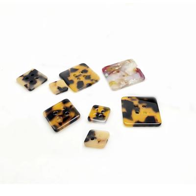 China Durable Custom 4 Hole Flatback Square Shape Sewing Decorative Button For Clothing for sale